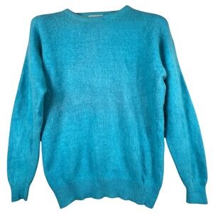 Vintage Stephan Andrews Womens S Angora Rabbit Hair Crewneck Sweater Turquoise